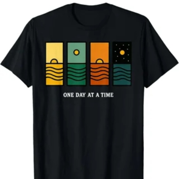 Tops - One Day at a Time Graphic T-Shirt - Charcoal. $5 Sale